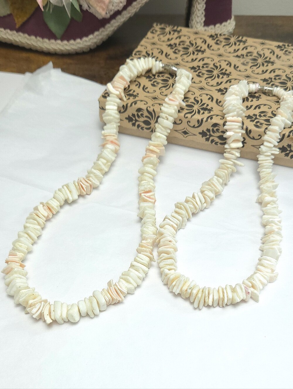 Handmade Natutal Puka Shell Necklaces Lot of 2 Shell Necklaces 14" & 17" Long